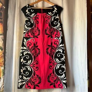 Voir Voir Women’s Black and Pink Swirl Midi Dress